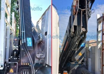 Scania P 124 L 420 ribaltabile tril. con Gru