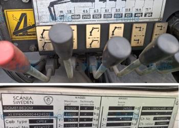 Scania P 124 L 420 ribaltabile tril. con Gru