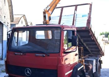 MERCEDES 814 THREE-SIDED TIPPER WITH EFFER 4000 CRANE, 2 EXTENSIONS + 1 EXTENSION JIB