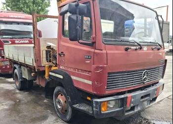 MERCEDES 814 THREE-SIDED TIPPER WITH EFFER 4000 CRANE, 2 EXTENSIONS + 1 EXTENSION JIB