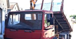 MERCEDES 814 THREE-SIDED TIPPER WITH EFFER 4000 CRANE, 2 EXTENSIONS + 1 EXTENSION JIB